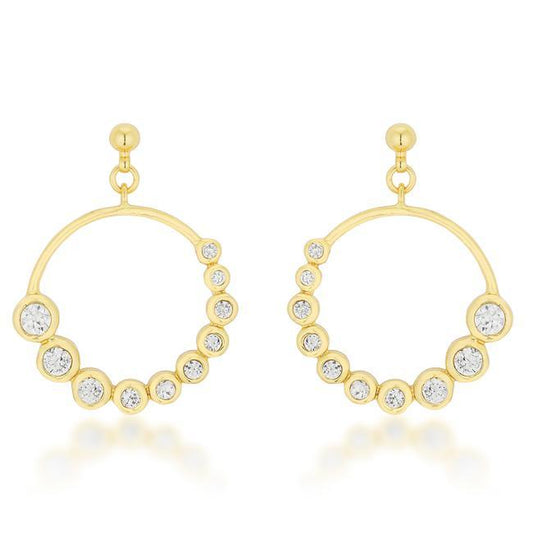 Golden Graduated Cubic Zirconia Circle Earrings freeshipping - Higher Class Elegance