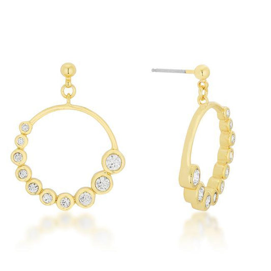 Golden Graduated Cubic Zirconia Circle Earrings freeshipping - Higher Class Elegance