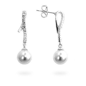 Pearl Cubic Zirconia Dangle Earrings freeshipping - Higher Class Elegance