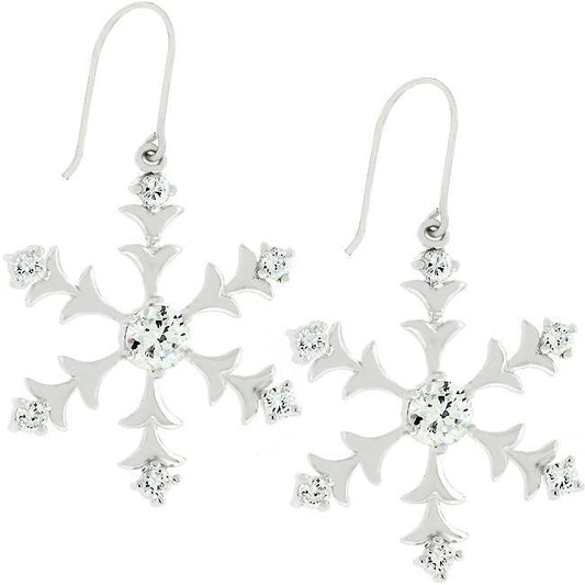 Silver Snowflake Dangle Earrings freeshipping - Higher Class Elegance