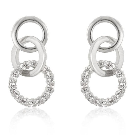 Rhodium Plated Finish Triplet Hooplet Earrings freeshipping - Higher Class Elegance