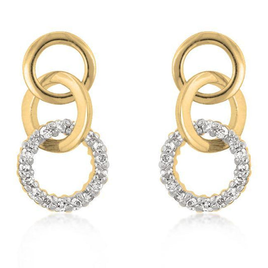 Goldtone Finish Triplet Hooplet Earrings freeshipping - Higher Class Elegance