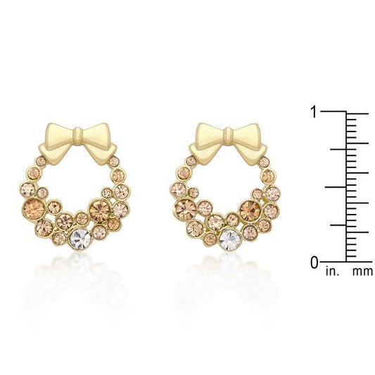 Holiday Wreath Champagne Crystal Earrings freeshipping - Higher Class Elegance