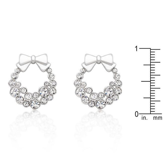 Holiday Wreath Clear Crystal Earrings freeshipping - Higher Class Elegance