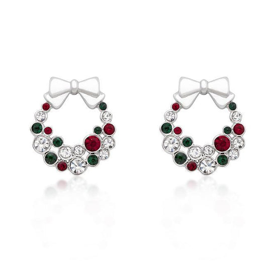 Holiday Wreath Colored Crystal Earrings freeshipping - Higher Class Elegance