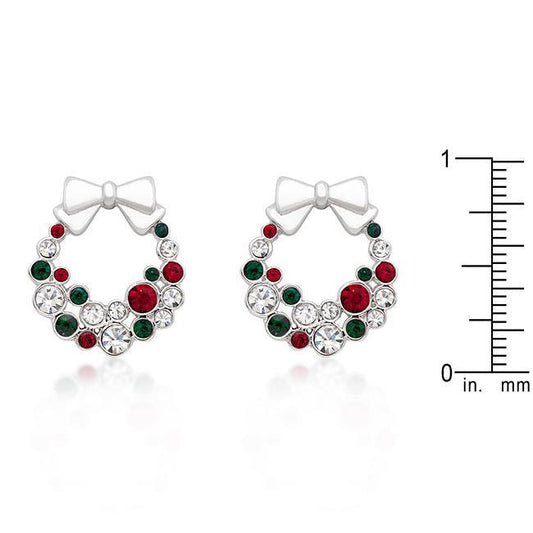 Holiday Wreath Colored Crystal Earrings freeshipping - Higher Class Elegance