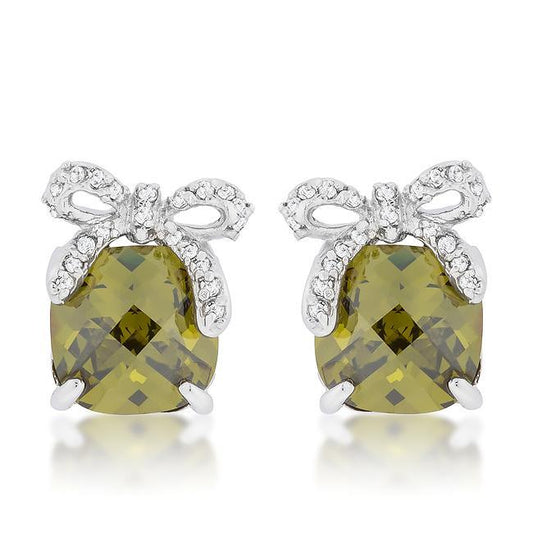 Olivine Drop Earrings with Bow freeshipping - Higher Class Elegance