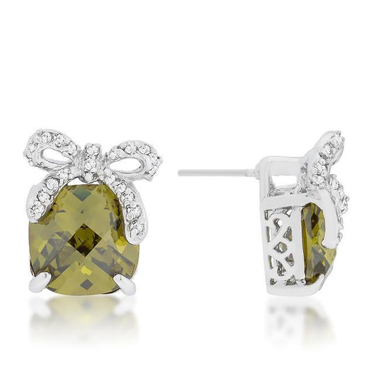 Olivine Drop Earrings with Bow freeshipping - Higher Class Elegance