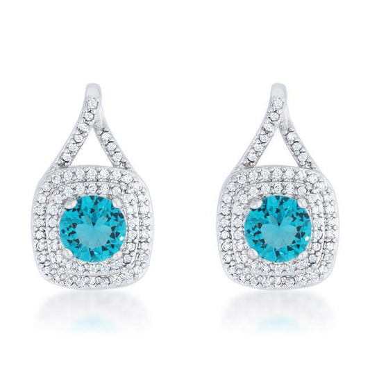 Christal 2.3ct Aqua CZ Rhodium Classic Drop Earrings freeshipping - Higher Class Elegance