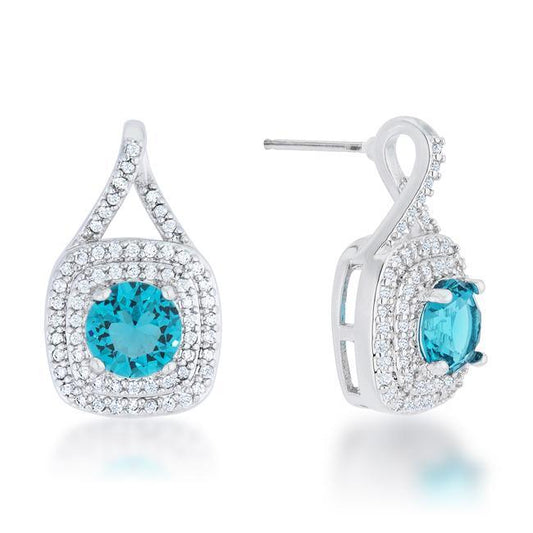 Christal 2.3ct Aqua CZ Rhodium Classic Drop Earrings freeshipping - Higher Class Elegance