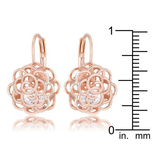 Maya 1.5ct CZ Rose Gold Rose Drop Earrings freeshipping - Higher Class Elegance