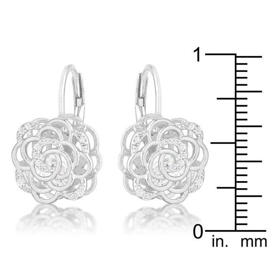 Maya 1.5ct CZ Rhodium Rose Drop Earrings freeshipping - Higher Class Elegance