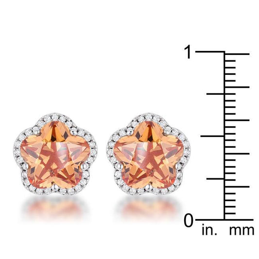 Floral Cut Champagne CZ Stud Earrings freeshipping - Higher Class Elegance