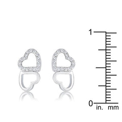 .17 Ct Melded Hearts Rhodium and CZ Stud Earrings freeshipping - Higher Class Elegance