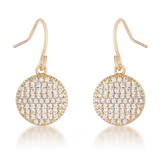 .6 Ct Elegant CZ Gold Plated Disk Earrings freeshipping - Higher Class Elegance