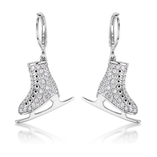Delicate .85Ct Rhodium Plated Ice Skate Earrings freeshipping - Higher Class Elegance