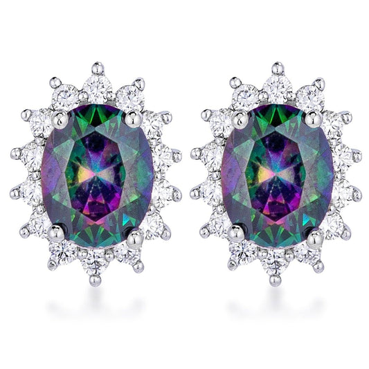 Rhodium Plated Mystic Petite Royal Oval Earrings freeshipping - Higher Class Elegance