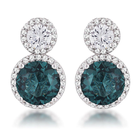 10Ct Rhodium Plated Blue Green Snowman CZ Earrings freeshipping - Higher Class Elegance