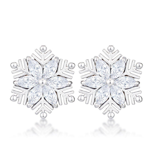 .6Ct Rhodium Plated Clear Marquise Snowflake Earrings freeshipping - Higher Class Elegance