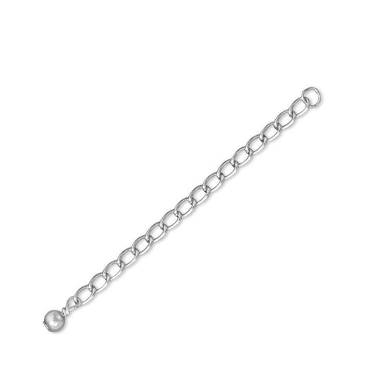 2" Rhodium Plated Sterling Silver Extender Chains with 4mm Bead Ends (Set of 2) freeshipping - Higher Class Elegance