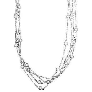 Layered Bezel Rhodium Plated Finish Necklace freeshipping - Higher Class Elegance