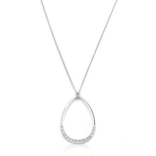 Rhodium Plated Crystal Teardrop Necklace freeshipping - Higher Class Elegance