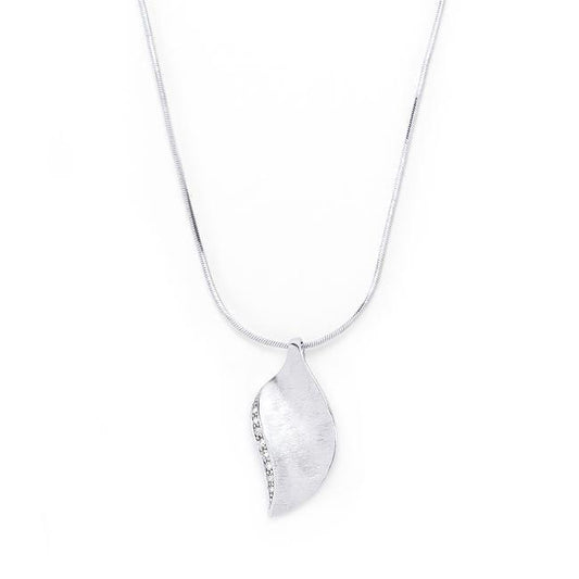 Rhodium Plated Crystal Leaf Necklace freeshipping - Higher Class Elegance