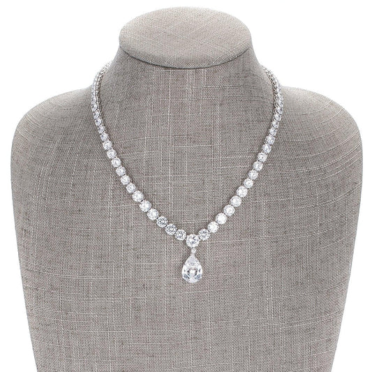 Bejeweled Cubic Zirconia Pear Drop Necklace freeshipping - Higher Class Elegance