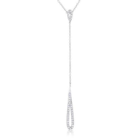Chrisette 0.4ct CZ Rhodium Classic Drop Lariat Necklace freeshipping - Higher Class Elegance