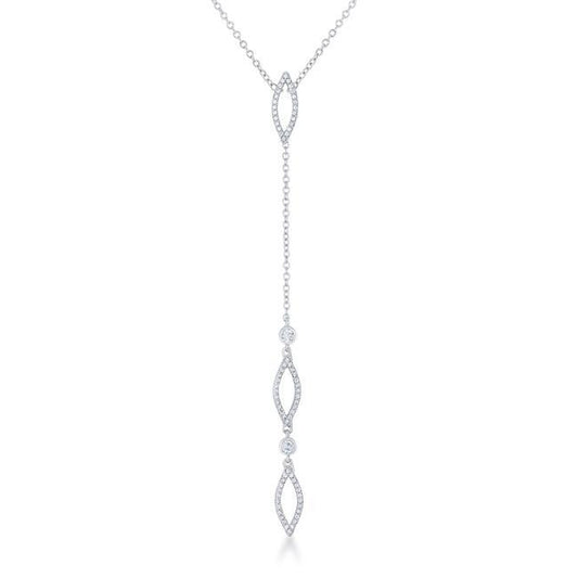 Carmela 0.6ct CZ Rhodium Classic Drop Lariat Necklace freeshipping - Higher Class Elegance