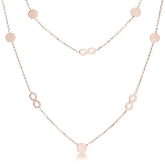 Krystal Rose Gold Stainless Steel Infinity Station Layer Necklace freeshipping - Higher Class Elegance