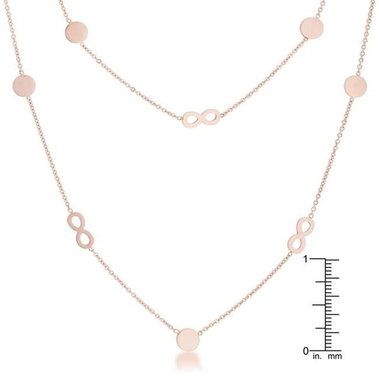 Krystal Rose Gold Stainless Steel Infinity Station Layer Necklace freeshipping - Higher Class Elegance