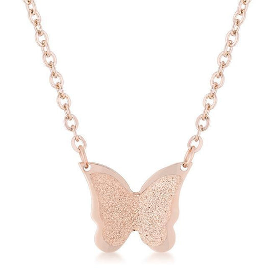Breanne Rose Gold Stainless Steel Rose Gold Butterfly Necklace freeshipping - Higher Class Elegance