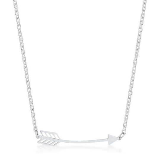 Arianna Rhodium Stainless Steel Arrow Necklace freeshipping - Higher Class Elegance