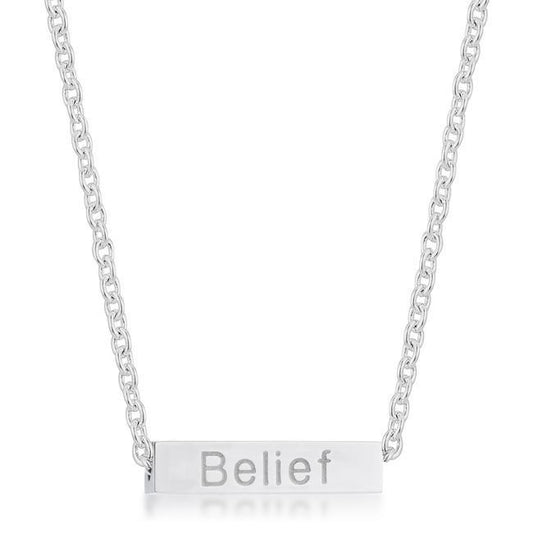 Luck Rhodium Stainless Steel Bar Script Necklace freeshipping - Higher Class Elegance