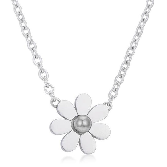 Daisy Rhodium Delicate White Floral Necklace freeshipping - Higher Class Elegance