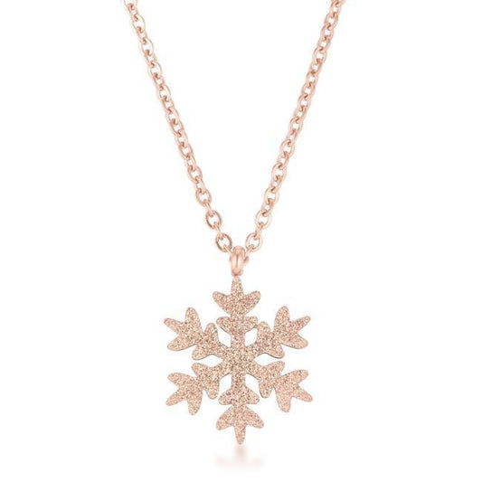 Jenna Rose Gold Stainless Steel Rose Gold Snowflake Necklace freeshipping - Higher Class Elegance