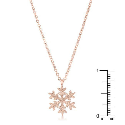 Jenna Rose Gold Stainless Steel Rose Gold Snowflake Necklace freeshipping - Higher Class Elegance