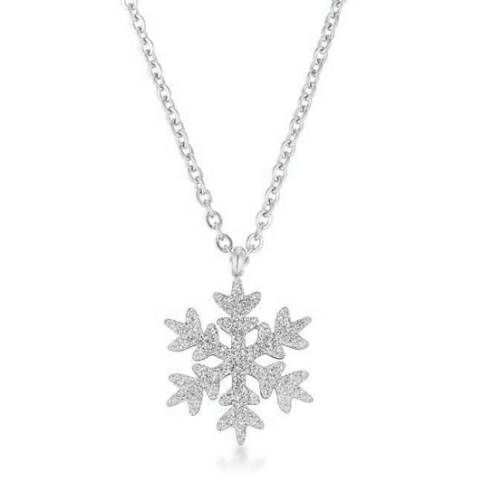 Jenna Stainless Steel Silvertone Snowflake Necklace freeshipping - Higher Class Elegance