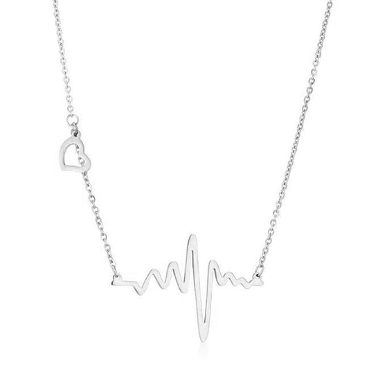 High Polish Stainless Steel Heartbeat Necklace freeshipping - Higher Class Elegance
