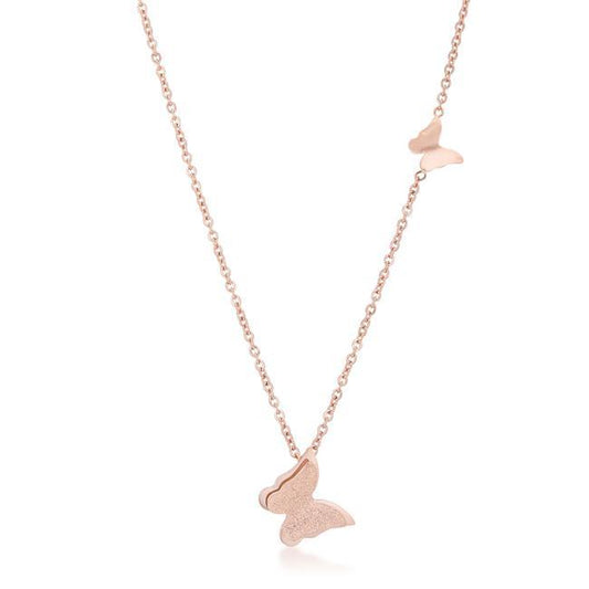 Beatrice Rose Gold Stainless Steel Delicate Butterfly Necklace freeshipping - Higher Class Elegance