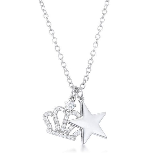 Vanessa Crown &amp; Star Charm 0.4 ct Pendant freeshipping - Higher Class Elegance