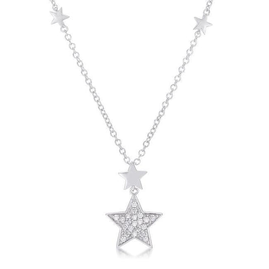 .32Ct Rhodium Star Necklace with Shimmering CZ freeshipping - Higher Class Elegance