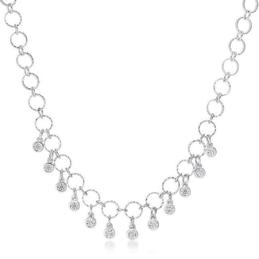 1.32 Ct Stunning Rhodium Necklace with CZ Charms freeshipping - Higher Class Elegance