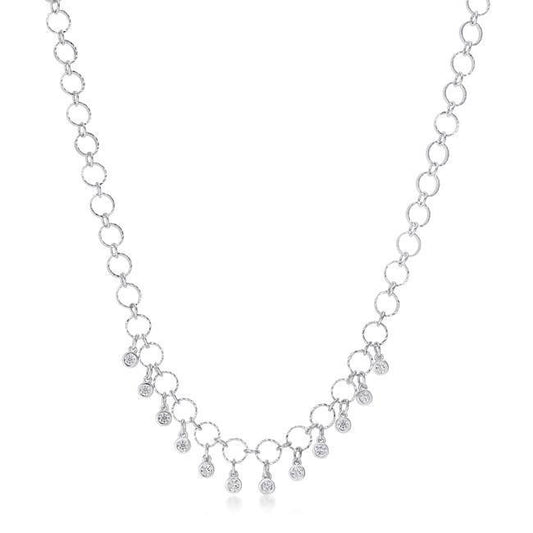 1.32 Ct Stunning Rhodium Necklace with CZ Charms freeshipping - Higher Class Elegance