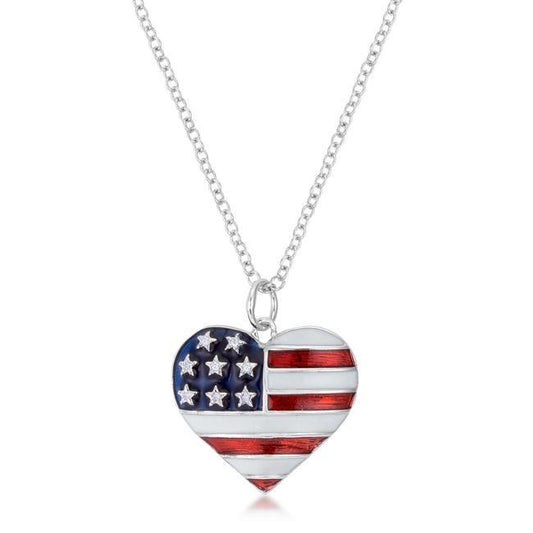 Stars and Stripes Rhodium Necklace with CZ freeshipping - Higher Class Elegance