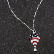 .1 Ct Patriotic Hot Air Balloon Rhodium Necklace with CZ freeshipping - Higher Class Elegance