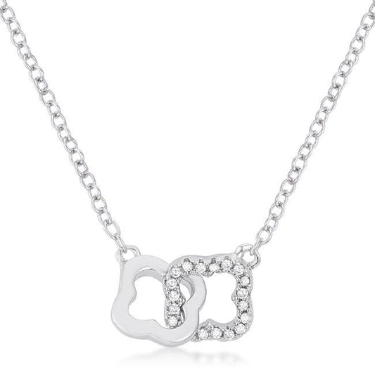 .21 Ct Rhodium Necklace with Floral Links freeshipping - Higher Class Elegance