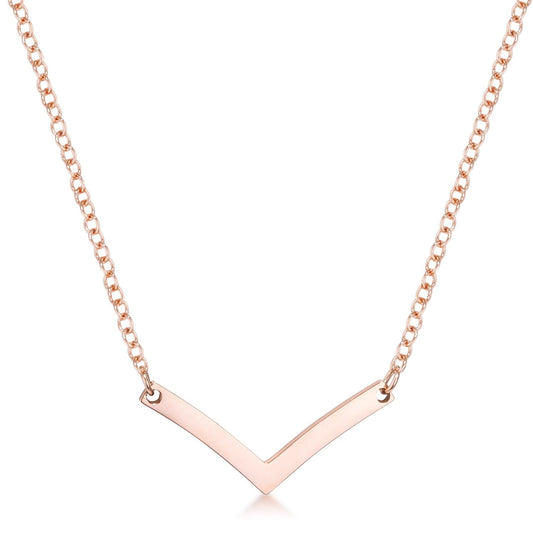 Stainless Steel Rose Goldtone Chevron Necklace freeshipping - Higher Class Elegance