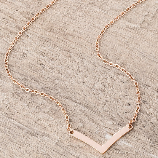 Stainless Steel Rose Goldtone Chevron Necklace freeshipping - Higher Class Elegance